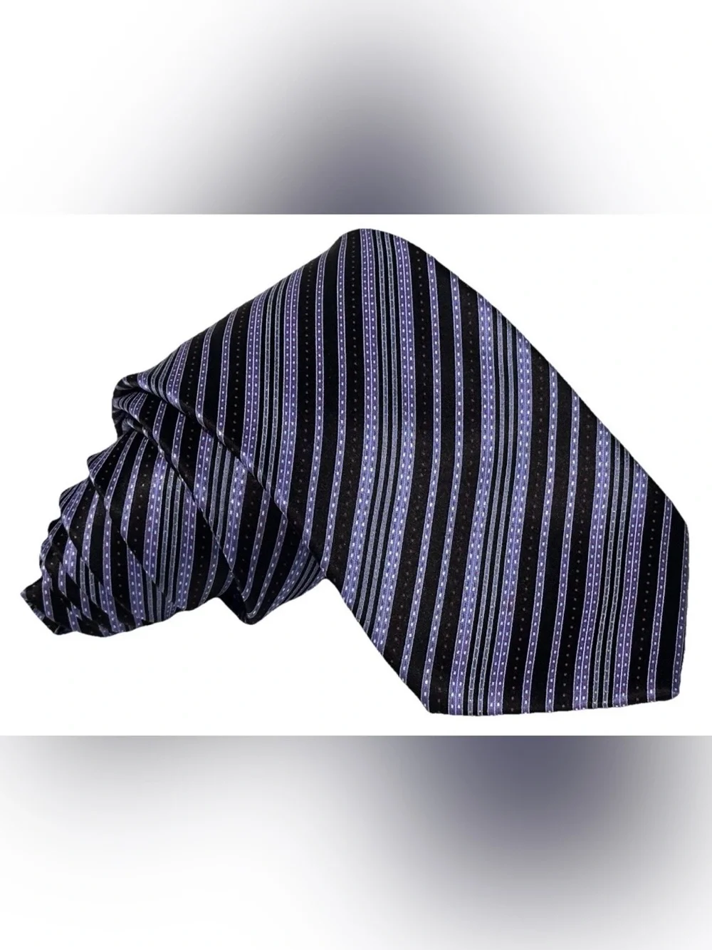 $350 NEW STEFANO RICCI TIE HANDMADE ITALY VIOLET BLUE BLACK DIAGONAL STRIPES